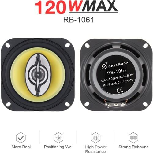 2pcs 4 Inch 120W Universal 2 Way Car Coaxial Speakers Audio Stereo Full Range Frequency HiFi for Car Vehicle Auto Loudspeakers