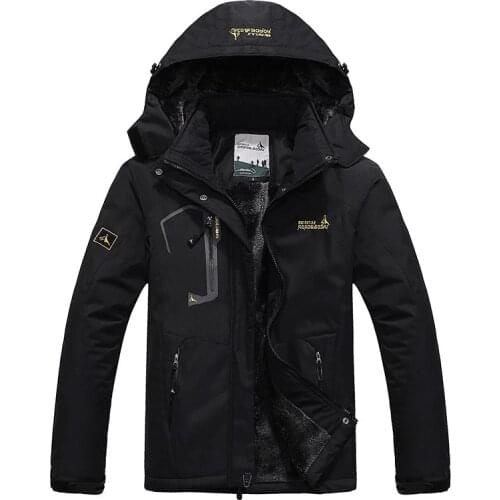 2021 winter warm thick fleece men coats windbreaker ski anorak sports Outwear Windproof hiking hoodie overcoat jacket