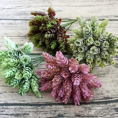 30 Heads Artificial Small Pineapple Plastic Tree Leaves Fake fFlowers DIY Wedding Home Decoration Plant Green Leaf