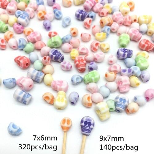 Acrylic Plastic DIY Skull beads for Jewelry making mini Rock style Halloween Spacer string Bracelet material