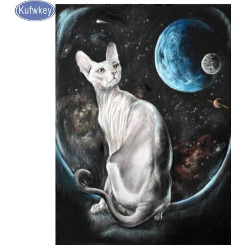 Sphynx Cat diamond painting Full Square round cute kitten pet Diamond Mosaic 3D diamond Embroidery Cross Stitch Home Decor