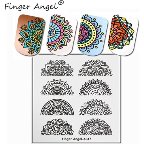 Finger Angel 1PCS NEW Style Nail Art Stamping Plates+White Plates Holder Image Plate French Geometric Printing Template