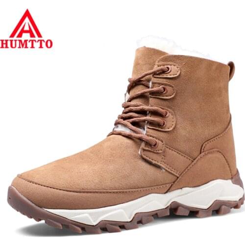 Winter New Brand Genuine Leather Trekking Boots Plus Velvet Hiking Boots Women Non-slip Wear Resistant Lace-up Outdoor Sneakers