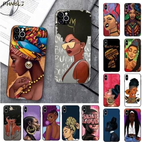FHNBLJ African Girl Art DIY Printing Phone Case cover Shell For iphone 12pro max 11 pro XS MAX 8 7 6 6S Plus X 5 5S SE 2020 XR