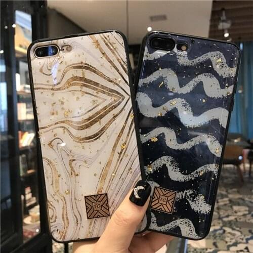 Fashion Gold Foil Phone Case For iPhone 7 8 Plus XR XS Max 11 12 Pro MAX Soft TPU Silicone Back Cover For iPhone SE 2020 Case