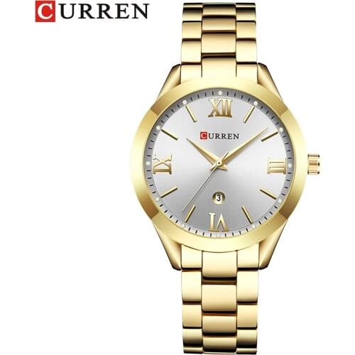 CURREN Ladies Watch New Casual Small Gold Watch Waterproof Stainless Steel Sports Watch Calendar Quartz Watches Relogio Feminino