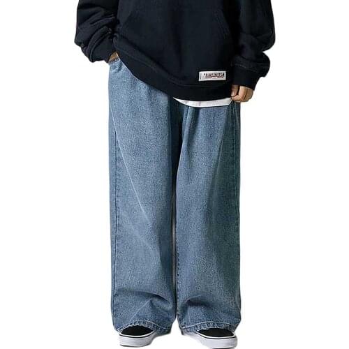 New Fashion Straight Loose Baggy Jeans Men and Women Wide Leg Denim Pants Streetwear Trousers Hiphop Harem Jeans Male Clothing