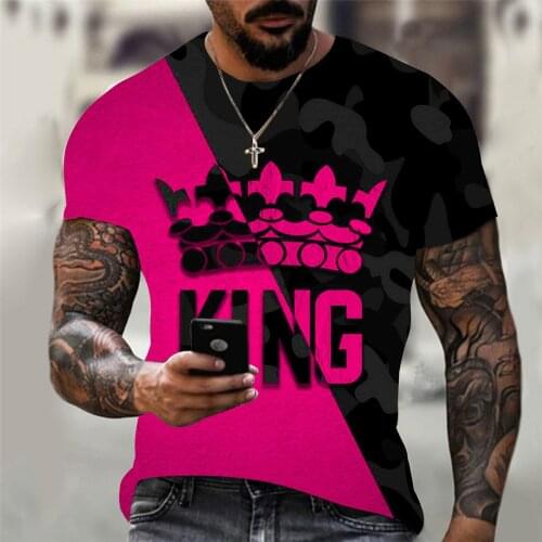 Crown King Graphic T Shirt For Men Tee Camisetas Tops Ropa Hombre Streetwear Clothing Camisa Masculina Koszulki Chemise Homme