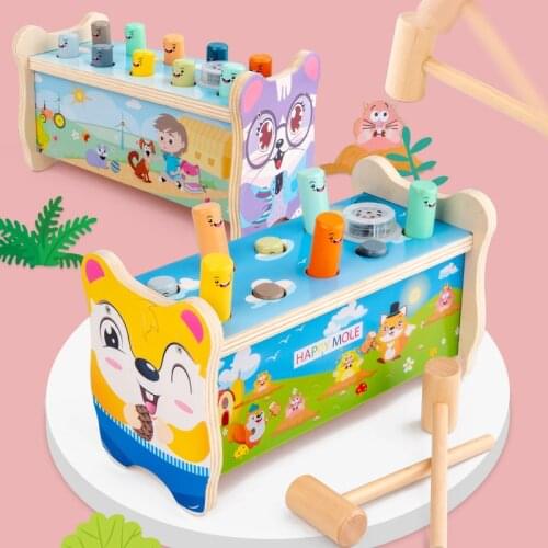Play Whac-a-mole Toy Kids Fishing Game Wooden Montessori Music Ducational Toy Baby 13 Months Early Learning Childrens Gift Toys