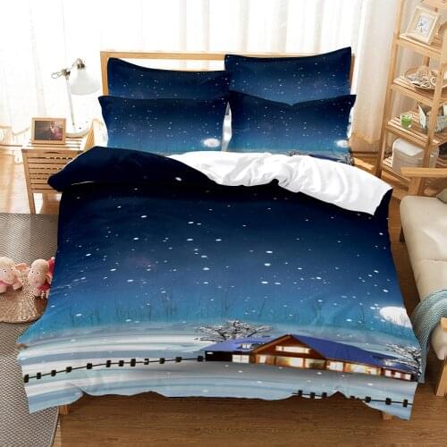 Snow Winter Snowman Cute 3D Print Comforter Bedding Set Queen Twin Single Full Size Duvet Cover Set Pillowcase Home Luxury
