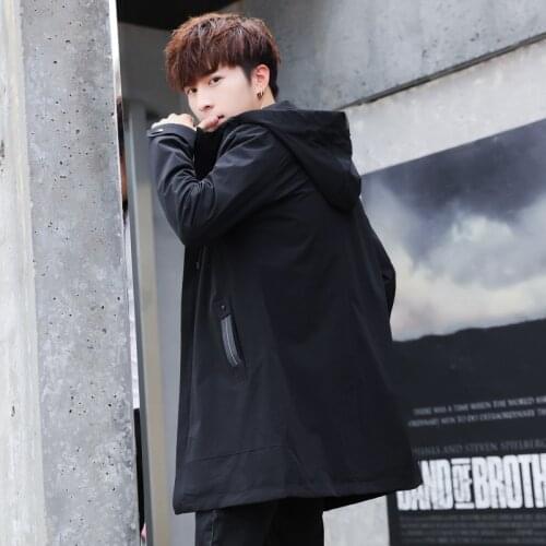 2021Spring and Autumn Mens Jacket Mid-length Slim Hooded Jacket Fashion Casual Jackets for Men Windbreaker Mens Clothing