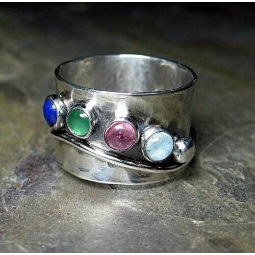 Classic Colorful Stone Rings for Women High Quality Gothic Knuckle Finger Ring Mens Punk Ring Creative Party Jewelry Gift