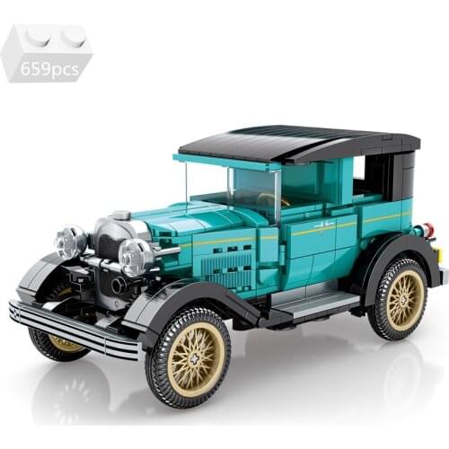 2021 NEW High-Tech Retro Vintage Classic Car Model A Building Blocks Kit Bricks Creative MOC Vehicle DIY Kids Toys For Children
