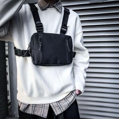 New Chest Bag For Men Reflective Streetwear Hip-Hop Chest Rig Bag Fashion Unisex Tactical Rectangle Travel Chest Utility Bags