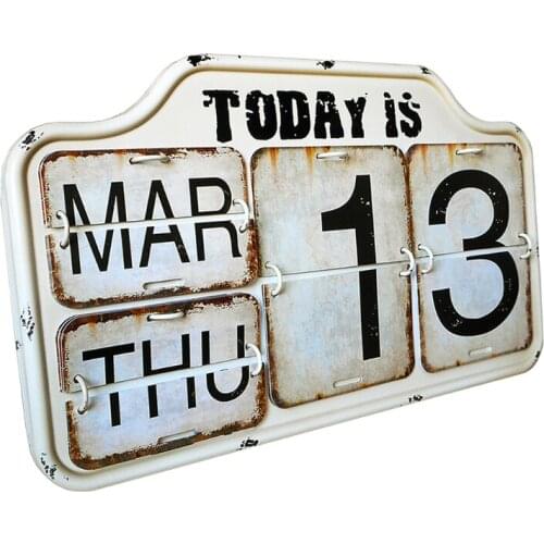 Retro Desk Metal Flip Calendar Easily Adjusted Standing Vintage Desk Calendar Room Decor Perpetual Desk Calendar Decor