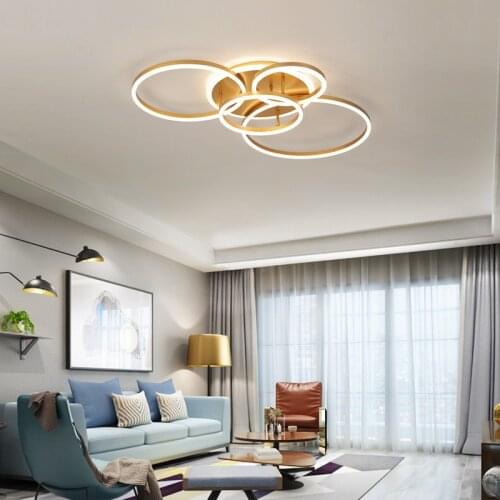 New Round Ceiling Light Modern Led Nordic Luxury Lighting Fixture Living Room Bedroom Hall Acrylic Gold Ring Indoor Decor Lamp