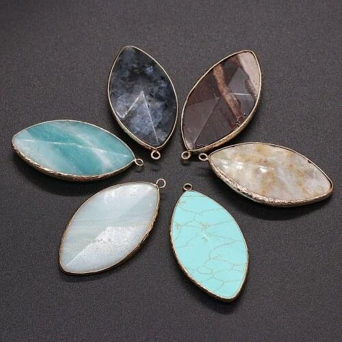 Section Horse Eye Shaped Semi-precious Pendant Charms For DIY Necklace Handiwork Sewing Craft Jewelry Accessory Making