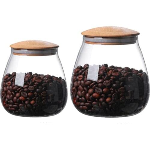 Transparent Mushroom Shape Glass Jar with Lid,Grain Canister Sealed Food Storage Container,for Tea Coffee Bean