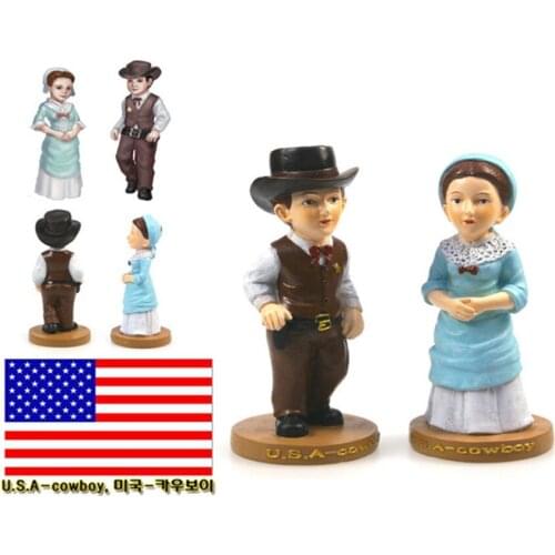 Hand-painted U.S Cowb National Costumes A Pair Of Doll Statue Resin Crafts Tourism Souvenir Gifts Collection Home Decortion
