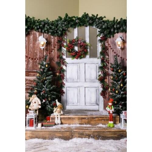 Nitree Photo Studio Photography Props Backdrop Christmas Decoration Take Pictures Christmas Tree Door Stair Vinyl Background