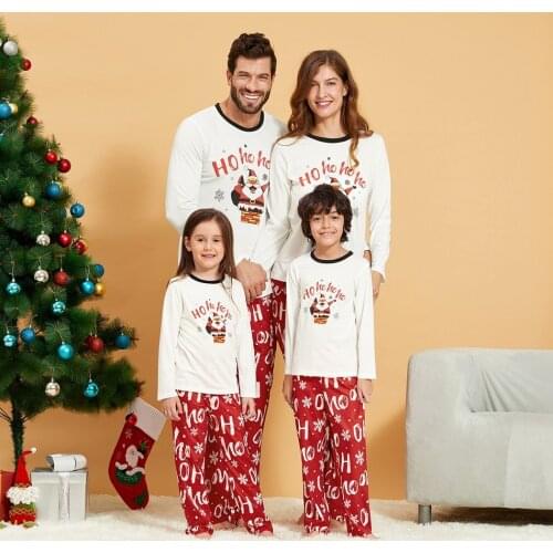 Family Christmas Pajamas Set Mother Daddy Baby Xmas Santa Claus Letter Print Family Look Christmas Sleeping Wear Pjs Sets