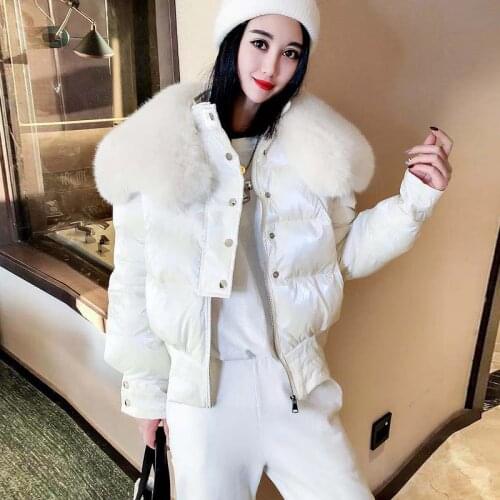Warm Big Hair Collar Short Jacket Winter Women Coat