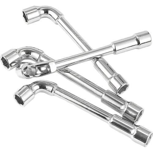 1pc 8mm/ 10mm/ 12mm~ 19mm L type Angled Socket Wrench Spanner with Through Hole Chome vanadium Cr-V Steel Made