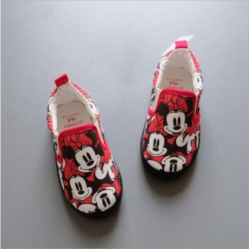 Disney 14.5-18.5CM Kids Casual Shoes Mickey Minnie Mouse Children Unisex Canvas Shoes Toddler Breathable Sports Shoes For Baby