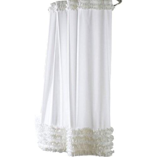 New to the home decoration bathroom shower curtain waterproof waterproof solid wood polyester fabric lace shower curtain elegant