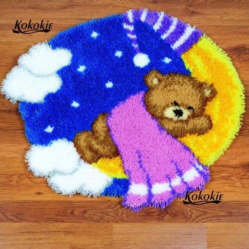 Crochet needle for carpet embroidery latch hook diy rug canvas bear printed vloerklee foamiran for needlework handwerken knoop