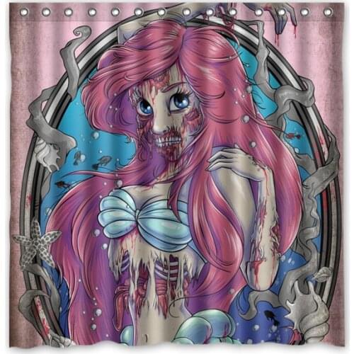 Zombie Princess Customized Bath Shower Curtain Waterproof Mildewproof Polyester Fabric Bathroom Curtains With 12 Hook 180*180cm