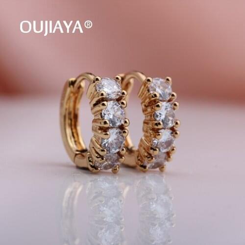 OUJIAYA 328 Anniversary Luxury Drop Earrings Women Gold Natural Zircon simple Dangle Earring Party Fine Wedding Jewelry A108