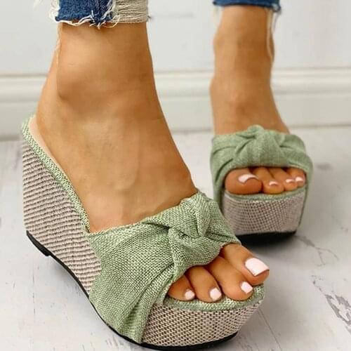 Karinluna Free Gift Feet Chain Slip On Leisure Platform Summer Sandals 2021 Wedges High Heels Women Shoes Woman Mules Flip Flops