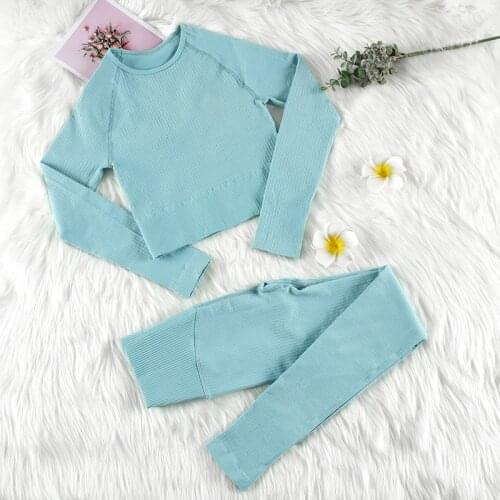 CHRLEISURE Leggings Set Long Sleeve Sports Tights Sportswear Breathable for Running Women Sets Clothes 2021