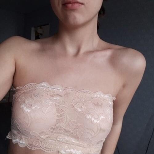 Sexy Womens Lace Crop Top Padded Bra Floral Bralet Bra Bustier Back Closure Bandeau Bralette Strapless Tube Top Lingerie