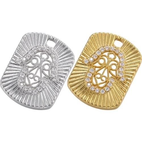 ZHUKOU lucky palm pendant Irregular geometric rectangle charms for DIY handmade Necklace jewelry accessories wholesale VD979