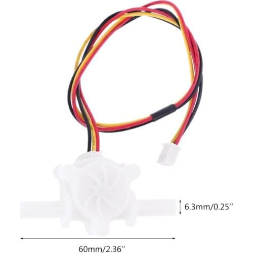 0.25-3.0 L/min OD 6mm Water Flow Sensor Fluid Flow Meter Hall Magnetic Switch