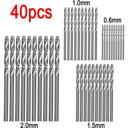 0.6-2mm 40pcs Twist Drill Bit HSS4241 Mini Straight Shank Round Shank drill bit set tools For Wood aluminum alloy drilling hole