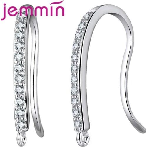 Fashion Shiny Crystals Ear Wire Hoop Earrings 925 Sterling Silver Wedding Earrings Findings For Wholesale 10 Pcs