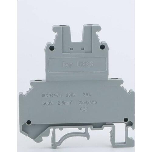 10PCS UKK3 DIN Rail Double Level Dual Row Terminal Block 500V 25A 28-12AWG Terminal UKK3 Connector Screw Terminal Blocks