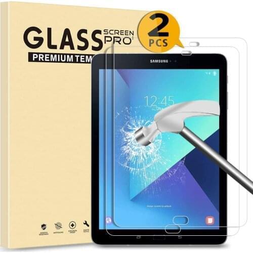 2 Pack 9H Tempered Glass Film Protection Shield Screen Protector for Samsung Galaxy Tab S3 SM-T820/SM-T825/SM-T827 9.7 Inch