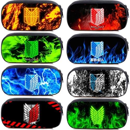 3D Anime Attack on Titan Season 4 Pencil Case Make Up Box Cosmetic Case Zipper Storage Hip Hop School Supplies Beauty Case Women