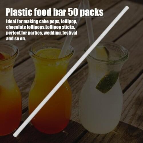 50Pcs/set Non-Toxic Food Grade Plastic Sucker Tubes Universal Sticks For Making Candy Chocolate Cake Lollipop Pops