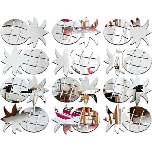 HOT SALES！！！12Pcs/Set Cute Pineapple Mirror Acrylic Wall Stickers Decal Children Room Decor