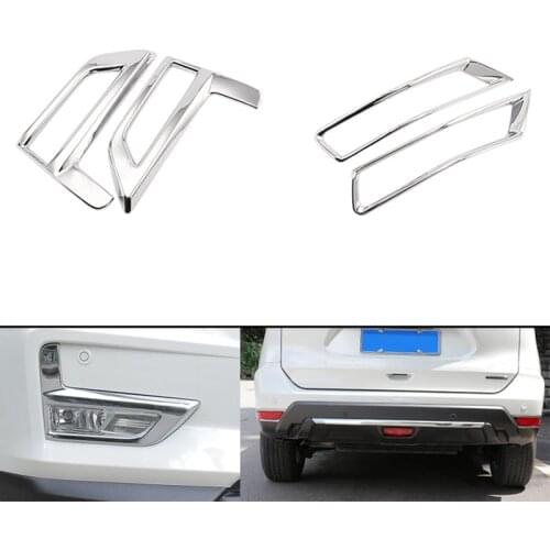 Car Front Rear Fog Light Lamp Cover Chrome Silver Bumper Reflector Accessory For Nissan Rogue X-Trail T32 Facelift XTrail 17-19