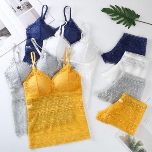 Women Lace Bra Sets Seamless Underwear Backless Vest Sexy Panties Padded Female Intimates Bralette Lingerie Ultrathin Briefs