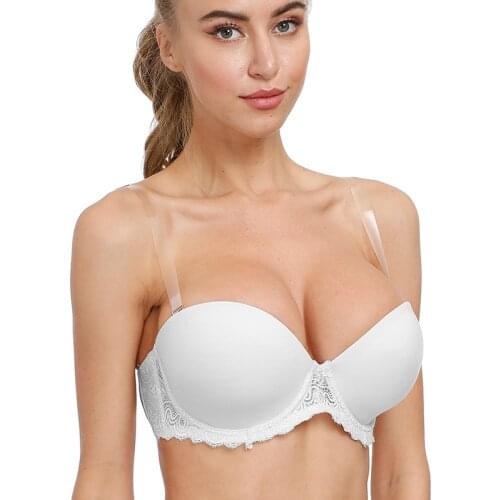 New Multiway Bras Women Halter Strapless Lace Sexy Anti-slip White Wed Thin Push Up 70 75 80 85 90 95 100 105 B C DD DDD E F G