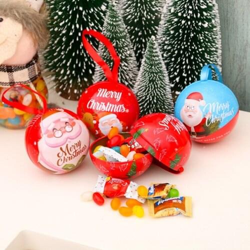 7 cm Christmas Tree Decor Hanging Balls Ornament Xmas Tree Can Ball Jar Storage Decorations Christmas Candy Cans Ball Kids Gift