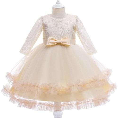 Children Halloween Lace Costume Princess Dress Toddler Champagne Wedding Dresses for Girls Flowers Kids Holiday Gift Dress