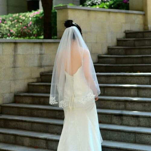 V49 White Ivory Elegant Bridal Veils With Comb Cut Edge Soft net Wedding Veil Wedding Accessories Veu de Noiva